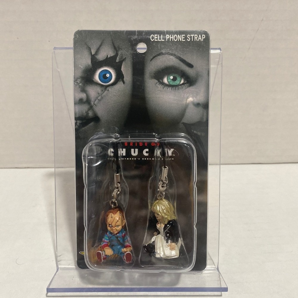 Dream Rush Bride of Chucky Cell Phone Strap Chucky Tiffany Figurine Set NIP